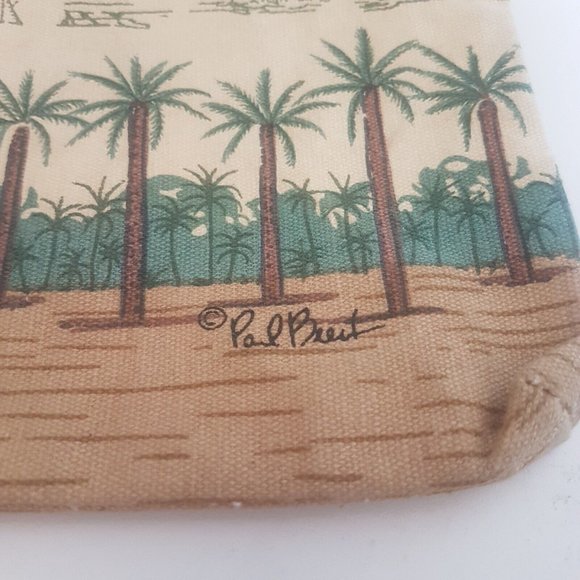 Paul Brent Sun N Sand Small Zippered Bag Sea Side Beach Life Palms Beach Cotton - Picture 3 of 12